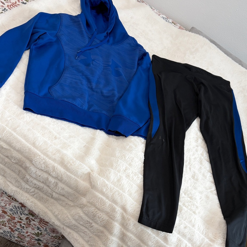Under Armor Blue Hoodie and Black Leggings Set